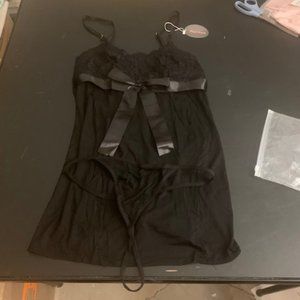 Mathea Women's Black 2 Piece Sexy/Sheer/Lacy Sleepwear Set M NWT